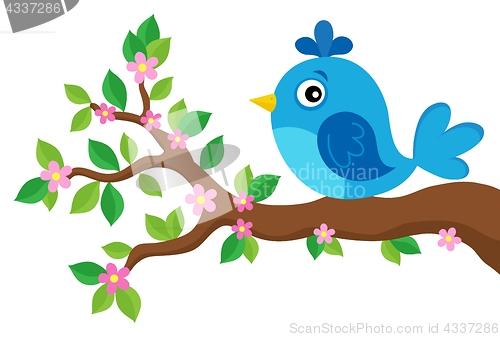 Image of Stylized bird on spring branch theme 3