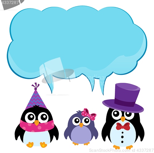 Image of Party penguins with copyspace theme 2