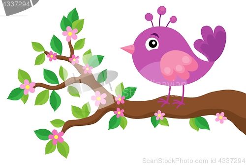 Image of Stylized bird on spring branch theme 5