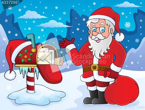 Image of Santa Claus and mailbox theme 1