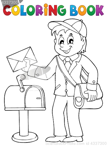 Image of Coloring book postman topic 1