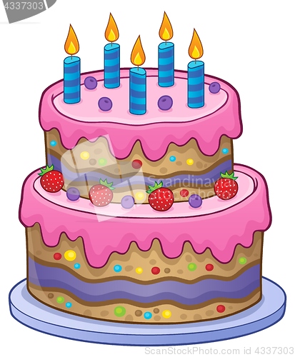 Image of Birthday cake with 5 candles