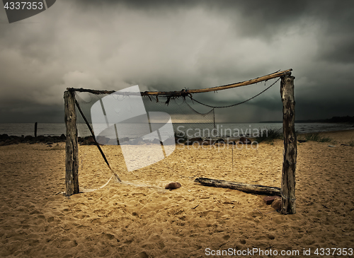 Image of football goals at the beach 