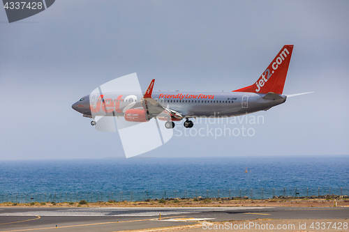 Image of ARECIFE, SPAIN - APRIL, 16 2017: Boeing 737-800 of Jet2 with the