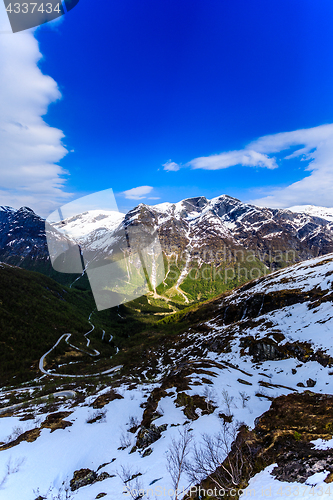 Image of A winding and narrow road providing access to the mountain in St