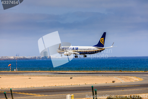 Image of ARECIFE, SPAIN - APRIL, 15 2017: Boeing 737-800 of RYANAIR with 