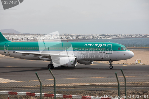 Image of ARECIFE, SPAIN - APRIL, 15 2017: AirBus A320 of Aer Lingus at La