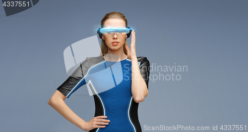 Image of woman in virtual reality 3d glasses