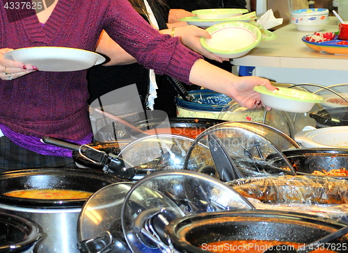 Image of Pasta potluck dinner.