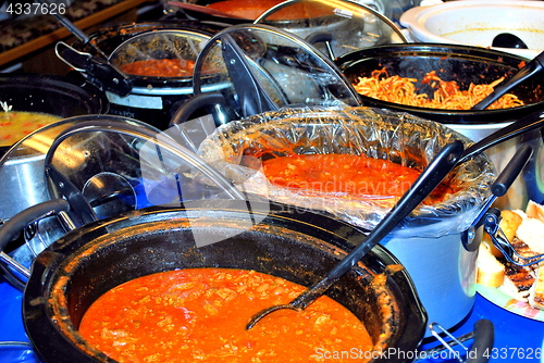 Image of Pasta potluck dinner.