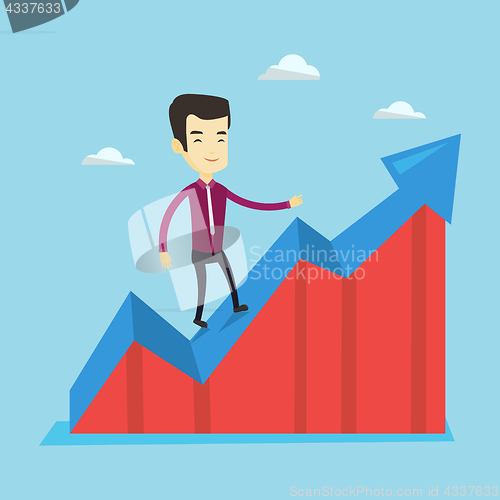Image of Business man standing on profit chart.