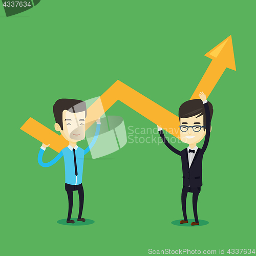 Image of Two business men holding growth graph.