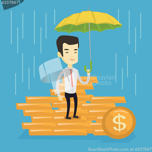 Image of Business man insurance agent with umbrella.
