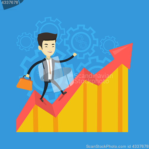 Image of Happy business man standing on profit chart.