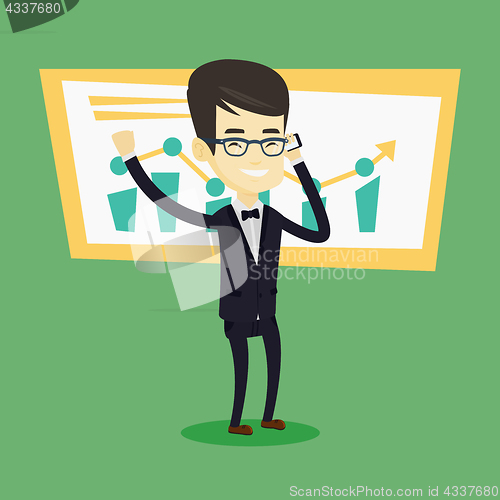 Image of Businessman celebrating business success.