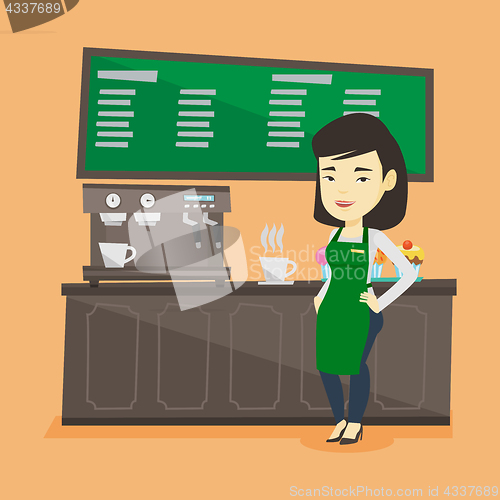 Image of Barista standing near coffee machine.