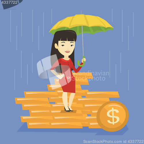 Image of Business woman insurance agent with umbrella.