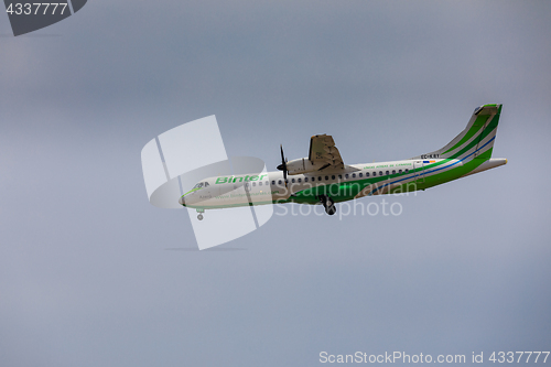 Image of ARECIFE, SPAIN - APRIL, 16 2017: ATR 72 of Binter with the regis