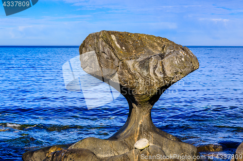Image of Kannesteinen is a special shaped stone located on the shore of O