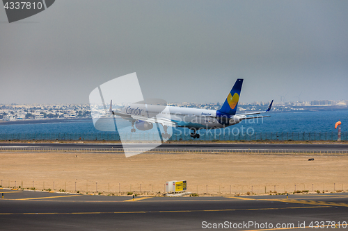 Image of ARECIFE, SPAIN - APRIL, 16 2017: Boeing 757-300 of Condor with t