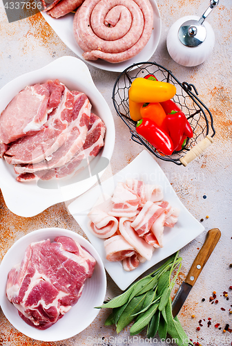 Image of raw meat and sausages