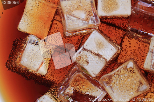 Image of cola drink with ice cubes texture