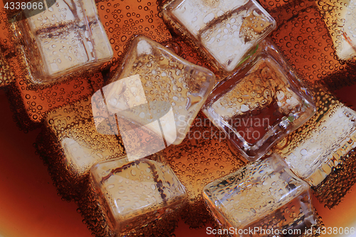 Image of cola drink with ice cubes texture