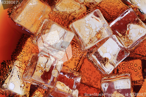 Image of cola drink with ice cubes texture