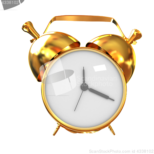 Image of Old style of Gold Shiny alarm clock. 3d illustration