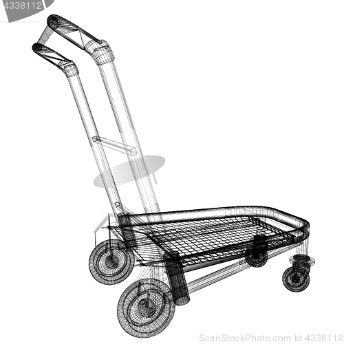 Image of Trolley for luggage at the airport. 3D illustration.