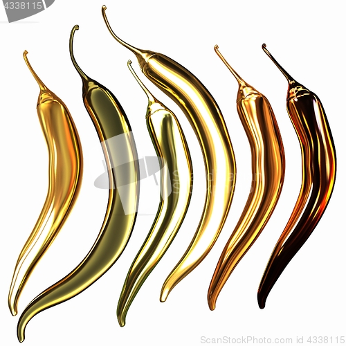 Image of Gold Hot Pepper Icon. 3d illustration