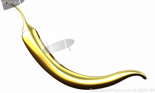 Image of Gold Hot Pepper Icon. 3d illustration