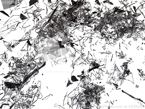 Image of Shattered glass over white background