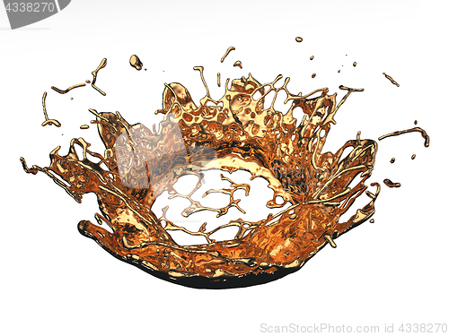 Image of Liquid gold or oil splatter and splashes isolated on white