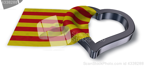 Image of flag of catalonia and heart symbol - 3d rendering