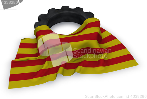 Image of gear wheel and flag of catalonia - 3d rendering