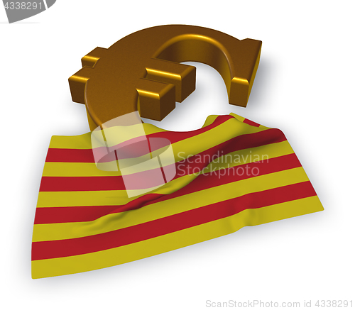 Image of euro symbol and flag of catalonia - 3d illustration