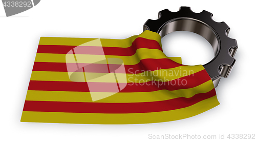 Image of gear wheel and flag of catalonia - 3d rendering