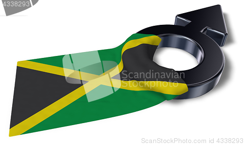 Image of mars symbol and flag of jamaica - 3d rendering