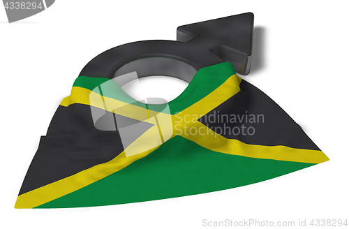 Image of mars symbol and flag of jamaica - 3d rendering