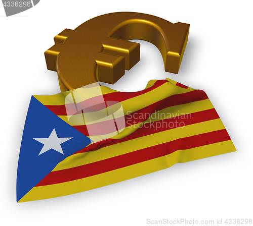 Image of euro symbol and flag of catalonia - 3d illustration