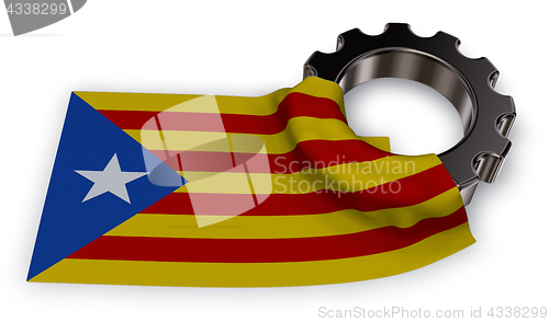 Image of gear wheel and flag of catalonia - 3d rendering