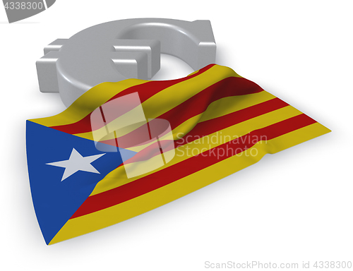 Image of euro symbol and flag of catalonia - 3d illustration