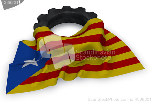 Image of gear wheel and flag of catalonia - 3d rendering