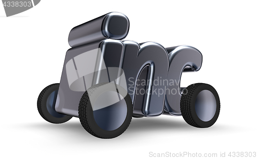 Image of inc symbol on wheels - 3d rendering