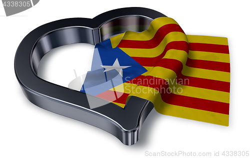 Image of flag of catalonia and heart symbol - 3d rendering