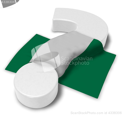 Image of question mark and flag of nigeria - 3d illustration