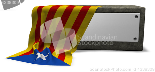 Image of stone socket and flag of catalonia - 3d rendering