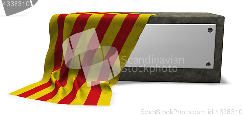 Image of stone socket and flag of catalonia - 3d rendering