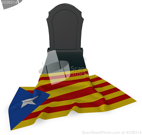 Image of gravestone and flag of catalonia - 3d rendering